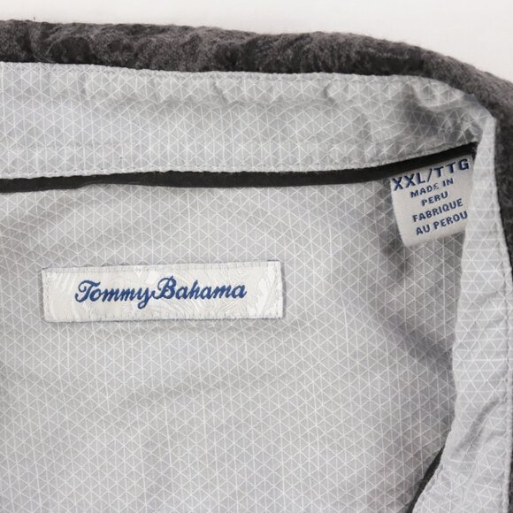 Tommy Bahama Shirt Mens XXL Gray Floral Short Sleeve Pima Cotton Textured - Picture 3 of 6